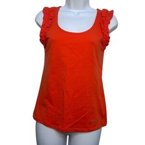 Nine West‎ Vibrant Orange Ruffle Tank Top